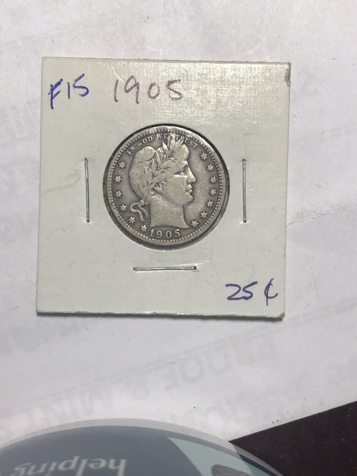 1905 P Philadelphia Mint Barber Quarter 25c Old Us 90% Silver Coin