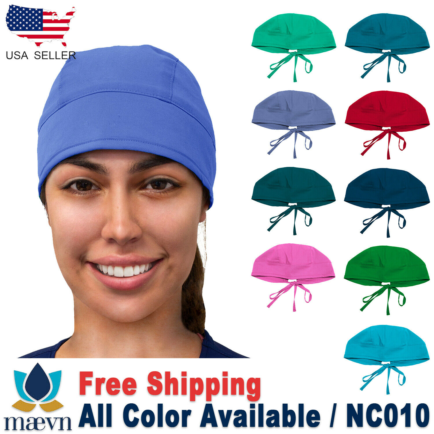 Maevn Unisex Doctor Nurse Solid Scrub Cap Head Cover Hat NC010