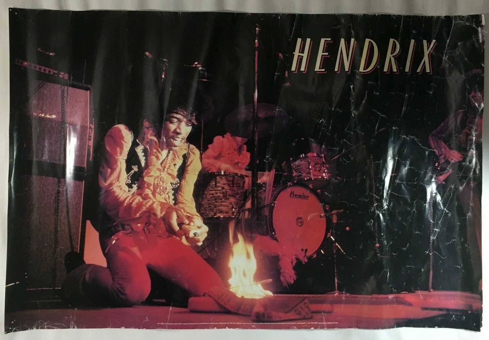 Jimi Hendrix Poster 1685 Jim Marshall Photo Lighting Guitar On Fire