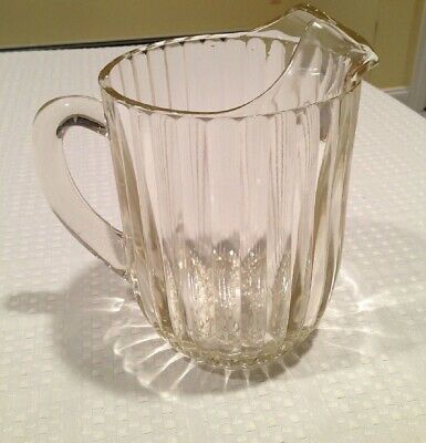 Jeannette Clear Pressed Glass National 63 Oz Ice Lip Beer Water Tea Pitcher/s