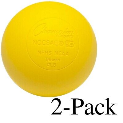 Champion Sports Official Size Rubber Lacrosse Ball, Yellow (Pack of 2)