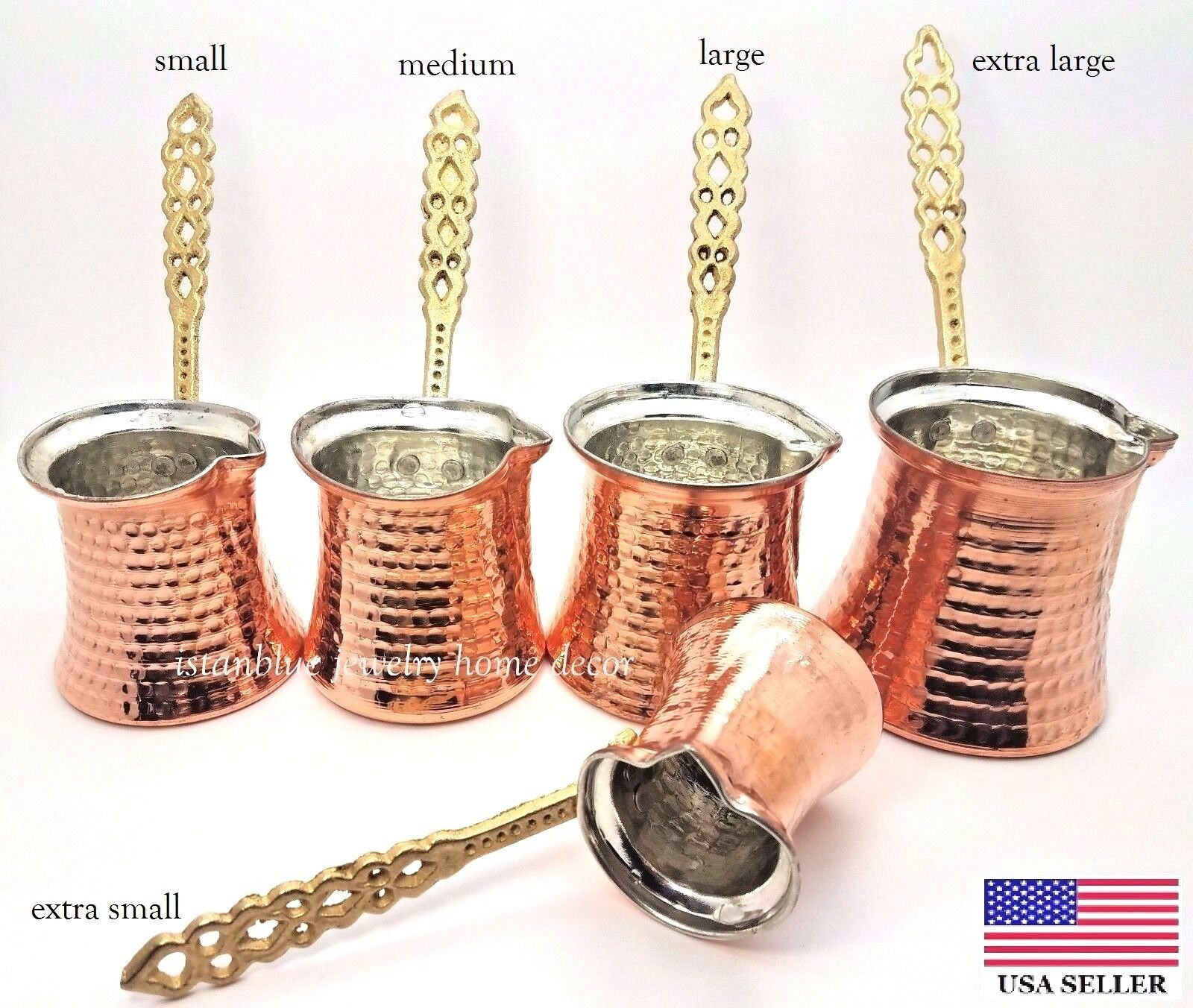 Turkish Traditional Hand Hammered Stove Top Copper Coffee Pot,greek Ibrik Cezve