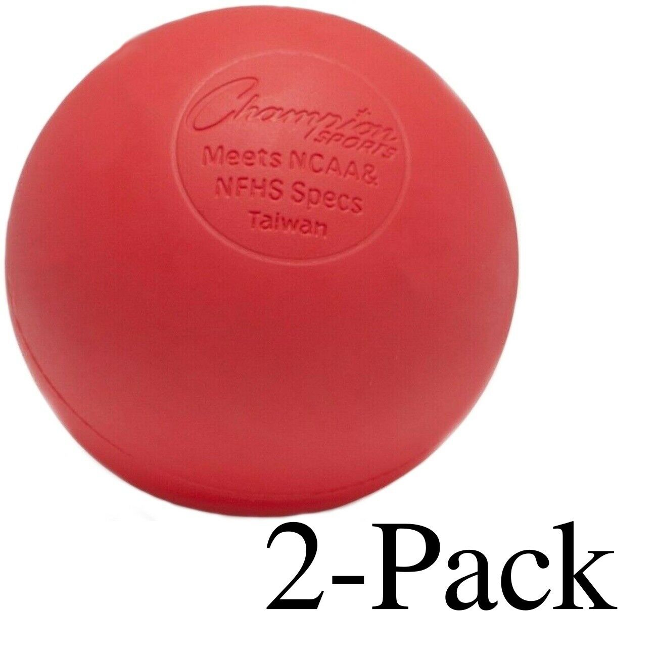 Champion Sports Official Size Rubber Lacrosse Ball, Red (Pack of 2)