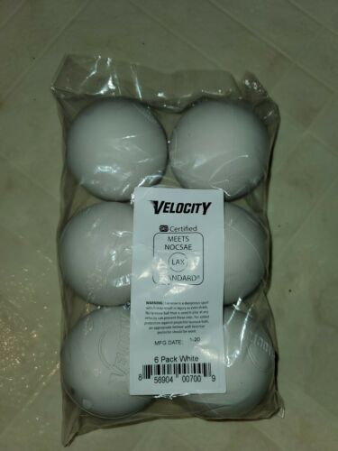 Velocity 6 Pack Of White Lacrosse Balls NOCSAE Certified