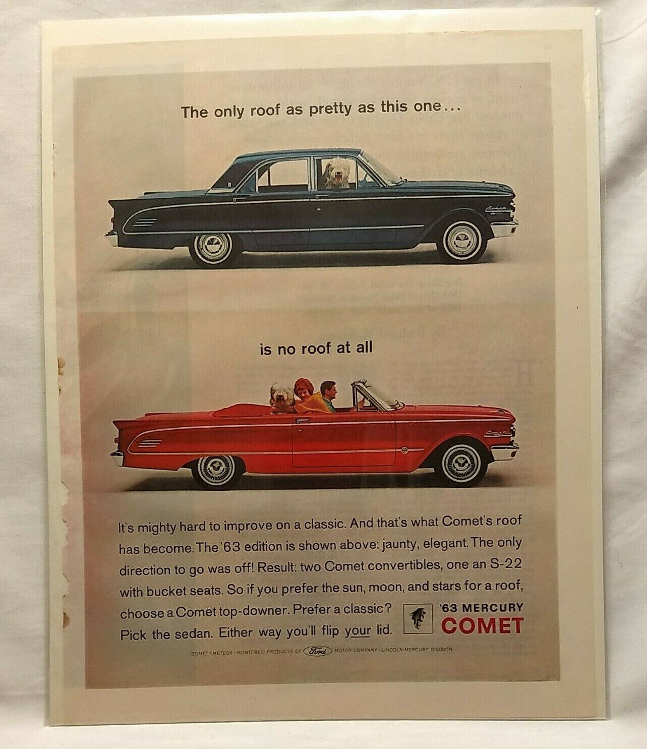 1963 Mercury Comet ~ Vintage Print Ad ~ Approximately 10.5" X 12.75"