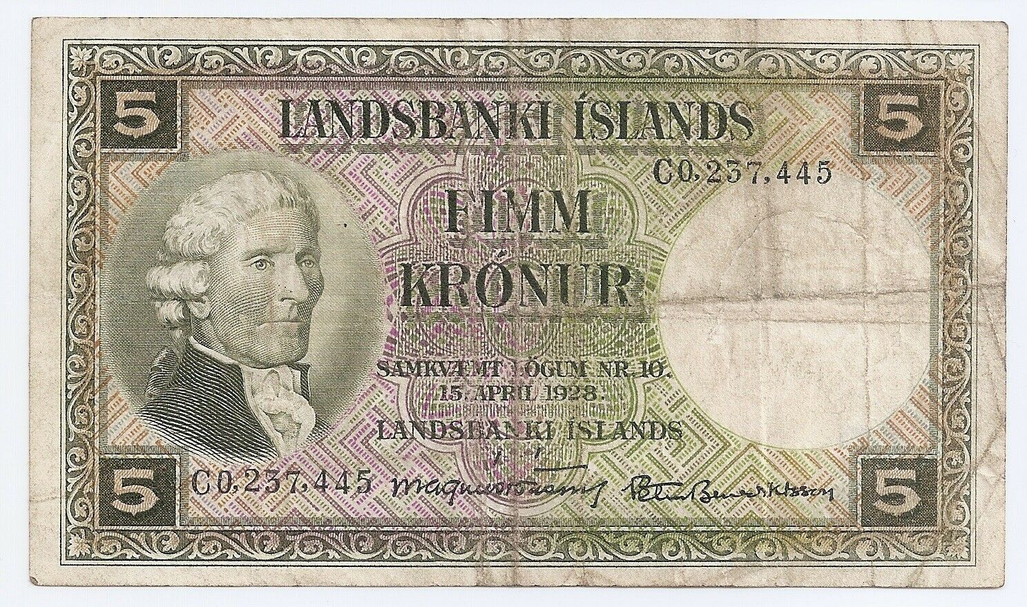 Iceland 5 Kronur 1928