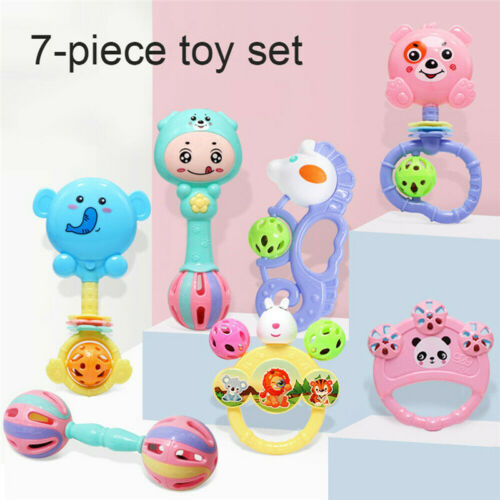 7Pcs/Set Baby Rattles Grab Toys Infant Spin Shaking Bell Early Educational Toy