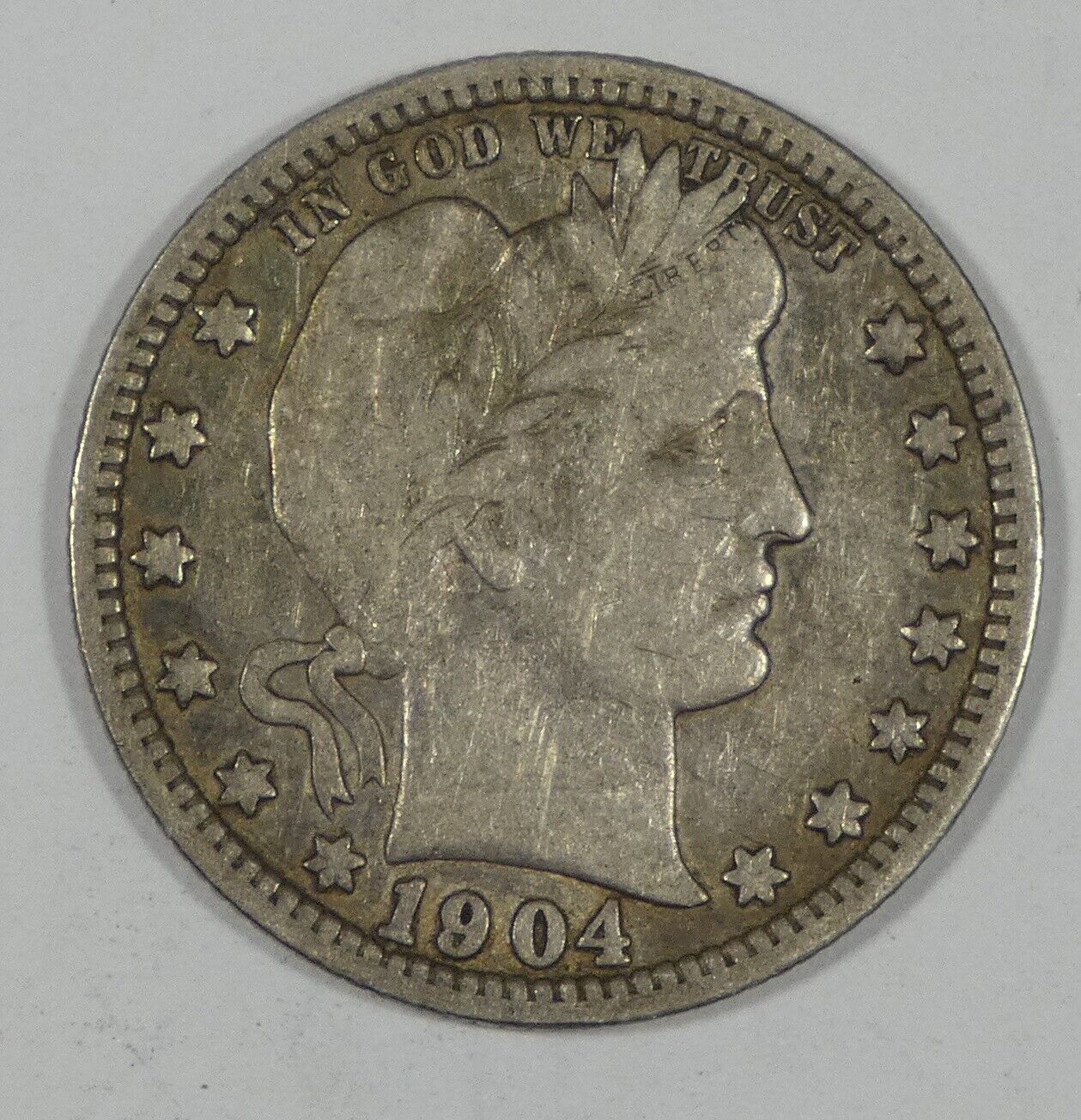 1904-o Barber Quarter Very Fine Silver 25c