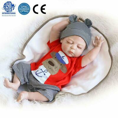 23" Full Body Silicone Reborn Baby Sleeping Doll Soft Vinyl Lifelike Newborn Boy
