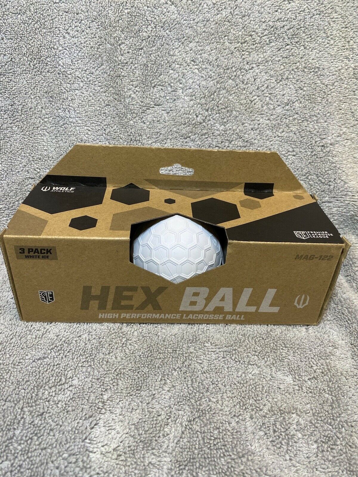 Wolf Athletics Lacrosse Hex Ball White 3-pack Pll Approved